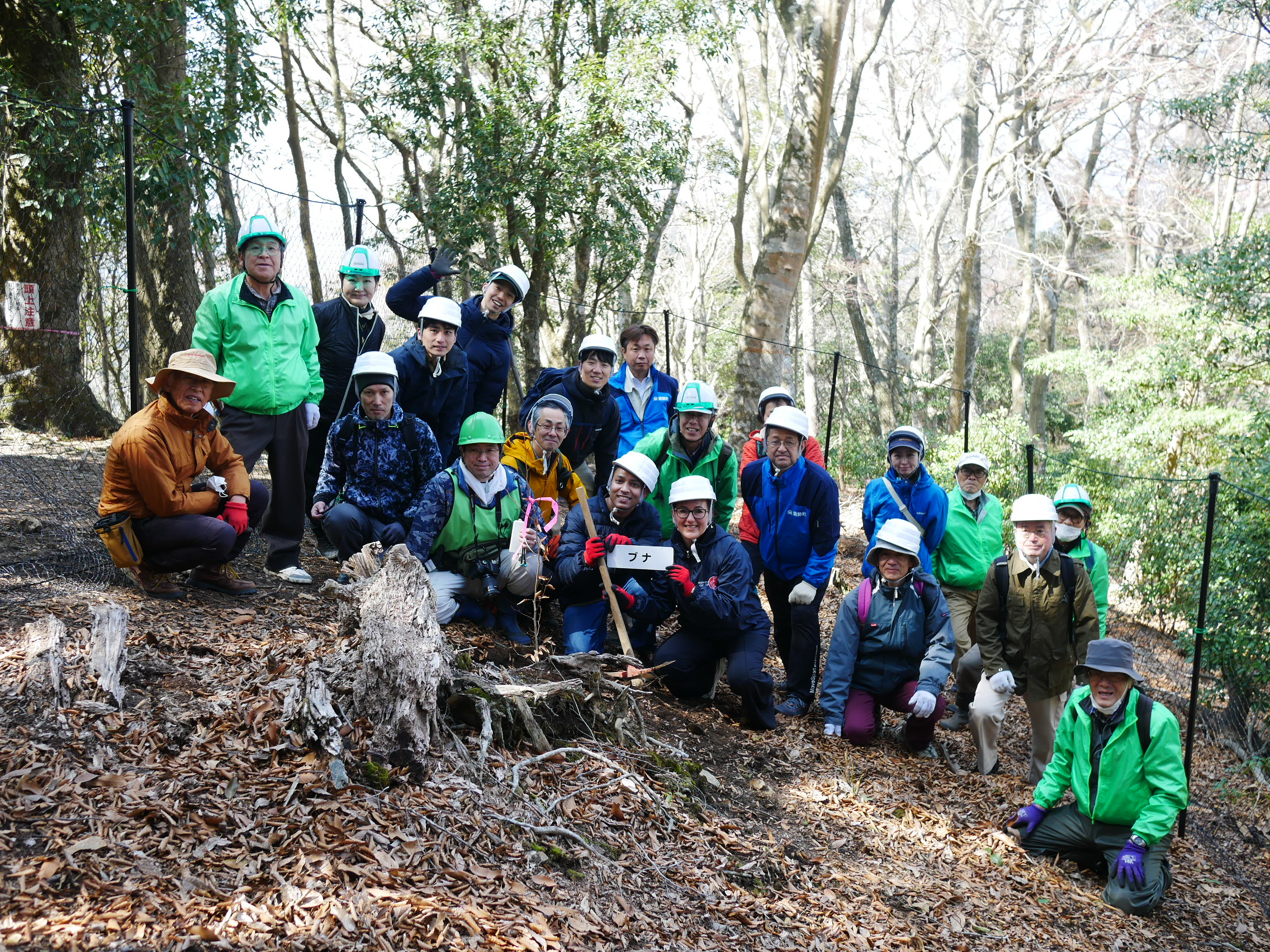 ３月の保護活動：マイクロソフト助成事業～妙見山のブナ林を守る「防鹿柵設置体験」